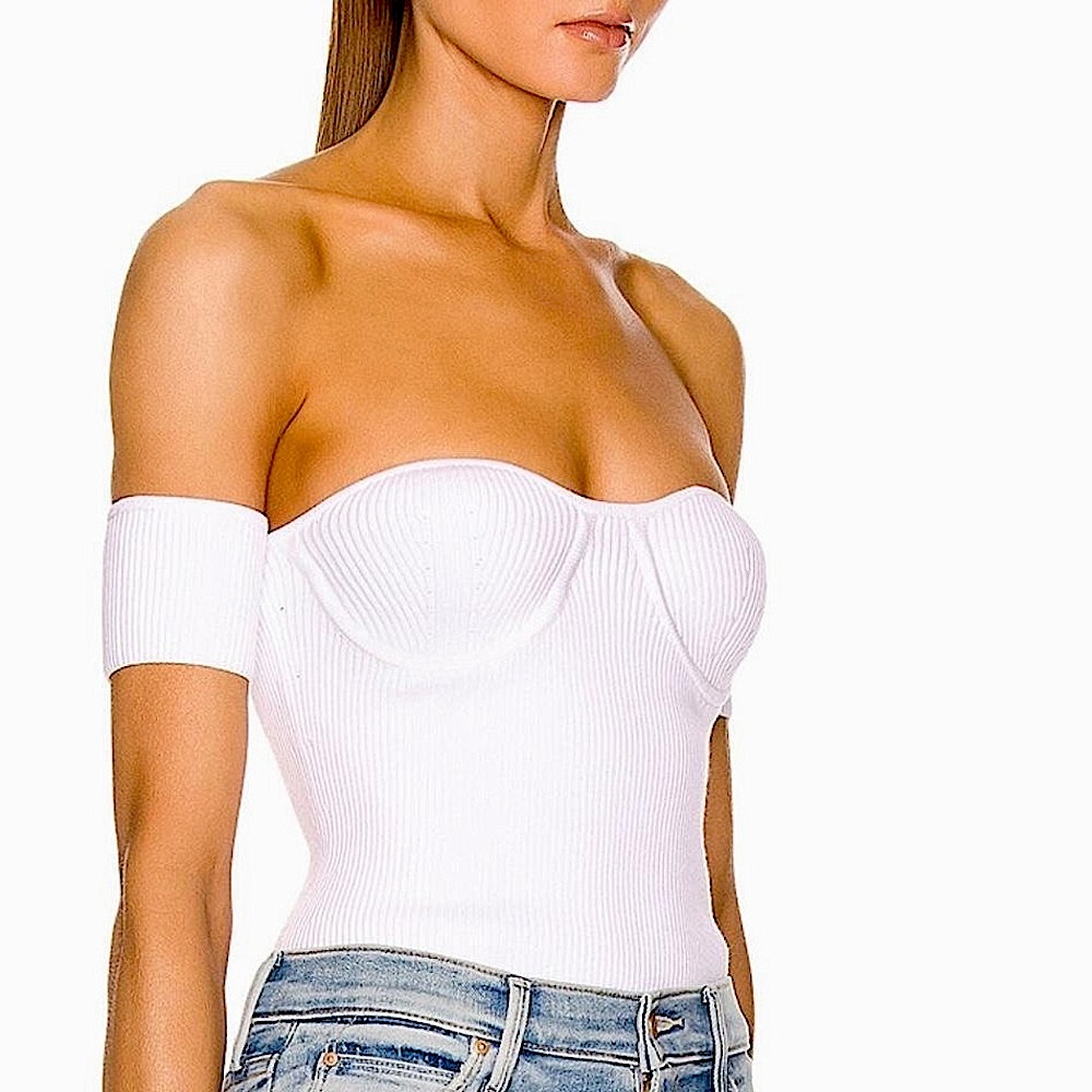 Helmut Lang Contour Ribbed Bustier Top, NEW